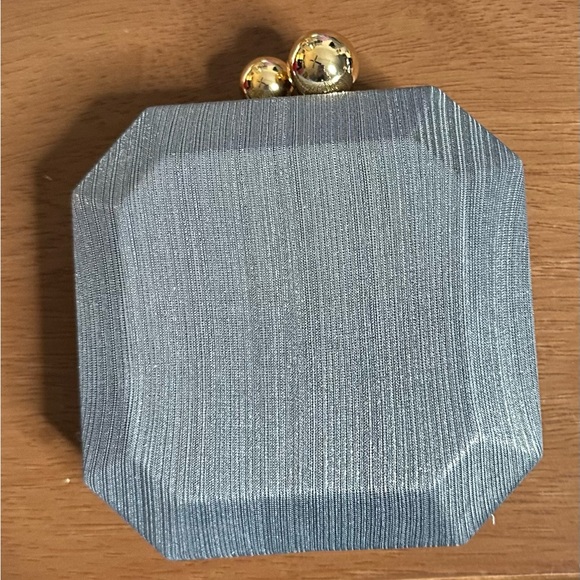 Anthropologie Mini Metallic Hard Case Clutch, Silver, NWOT - Picture 3 of 5